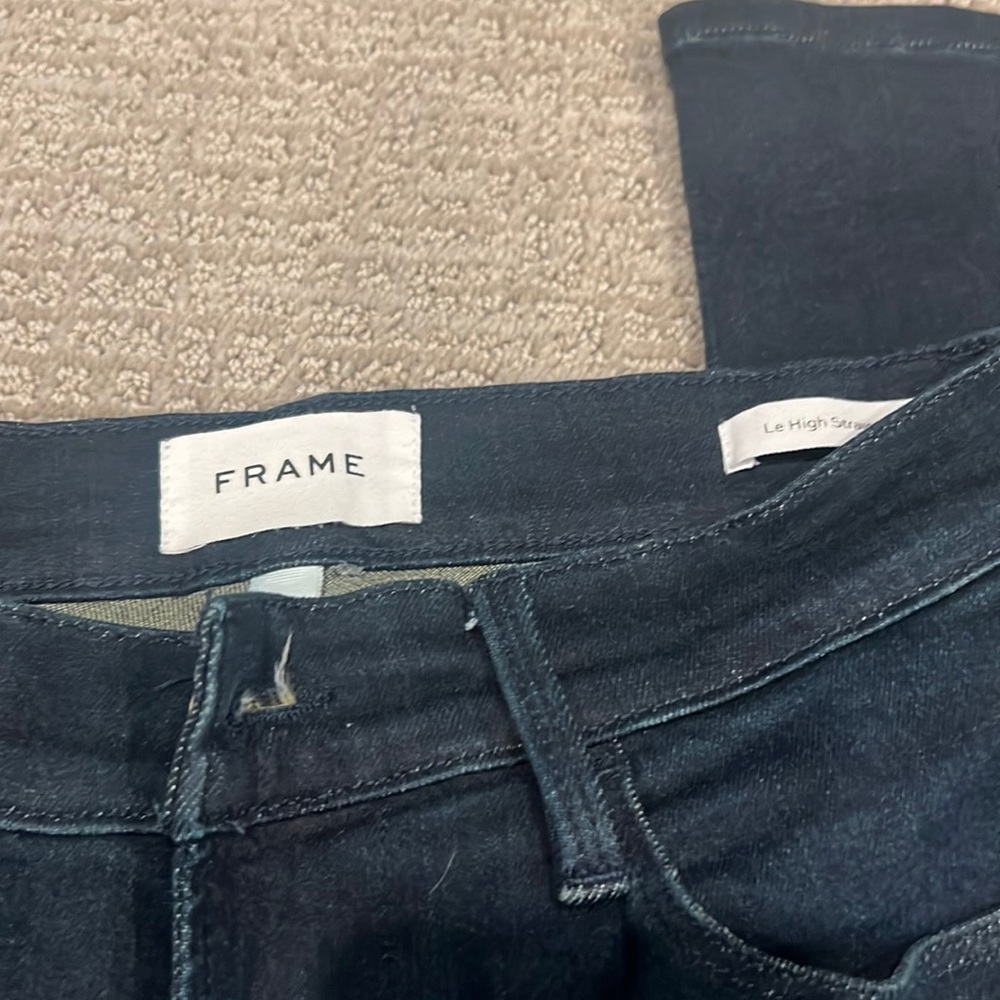 Frame jeans. Le high strait ankle length with chewed Hem.